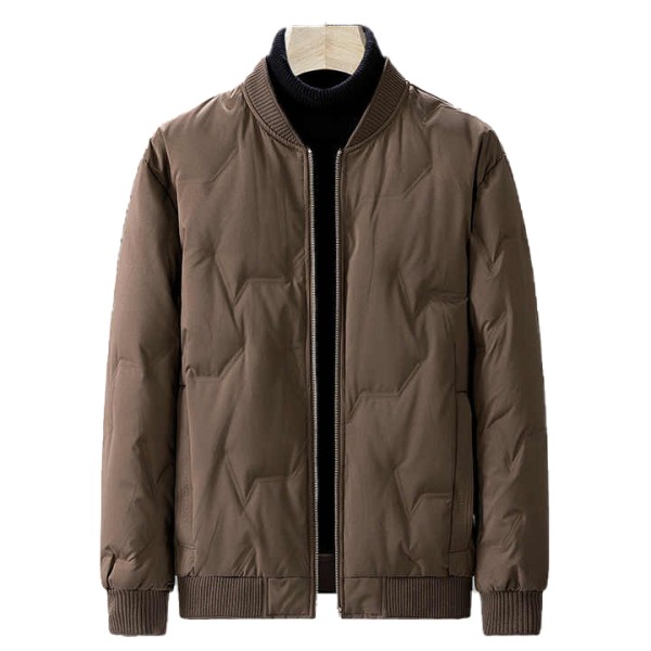 Men's Casual Baseball Collar Winter Jacket Duck Down Zipper Closure
