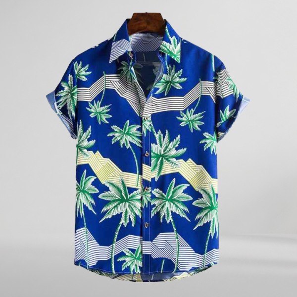Soft Fabric Short Sleeve Loose Casual Printed Floral Hawaiian Beach Button up Shirt for Men