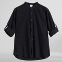 High Quality Men's Casual Shirts Stand Collar Pure Cotton Half