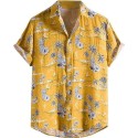 Men's Casual Linen Button Down Shirt Short Sleeve Beach Shirt