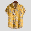 Men's Casual Linen Button Down Shirt Short Sleeve Beach Shirt