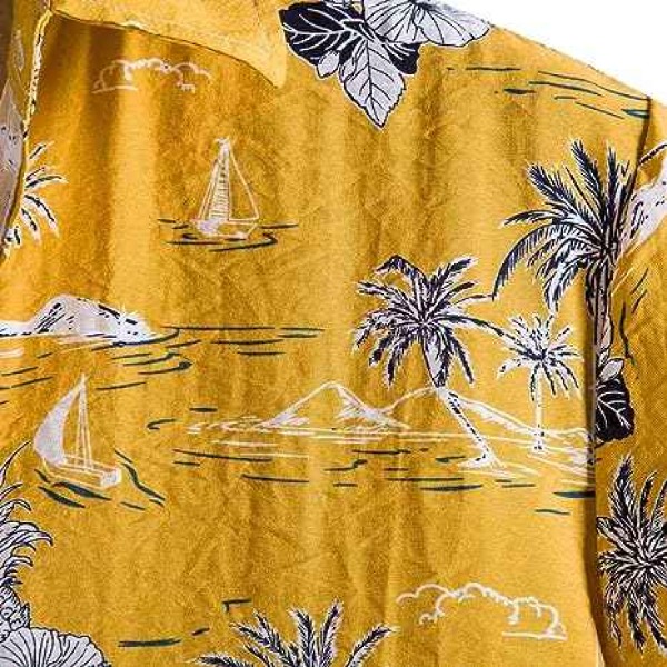 Men's Casual Linen Button Down Shirt Short Sleeve Beach Shirt