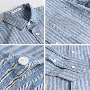 Men Long Sleeves Tops Spring Shirts Striped