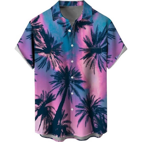 Men's Loose Short Sleeve Hawaiian Shirts with Breathable Beach Resort