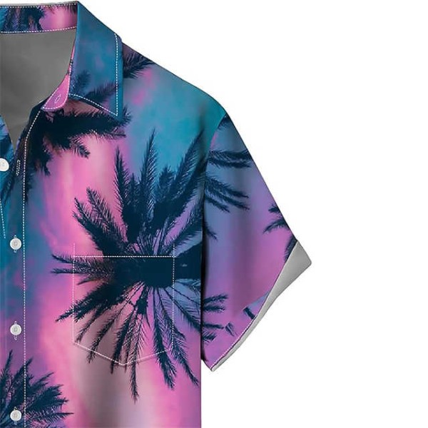 Men's Loose Short Sleeve Hawaiian Shirts with Breathable Beach Resort