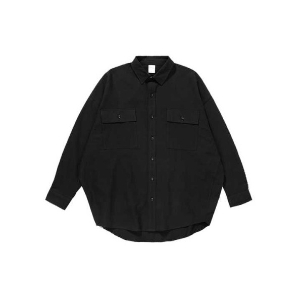 Men's over Size Cotton Corduroy Shirt with round Hem Simple Style