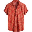 Men's Hawaiian Floral Shirt Short Sleeved Buckle Tropical Shirt