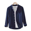 Men's Casual Long Sleeve Solid Breathable Cotton Shirt