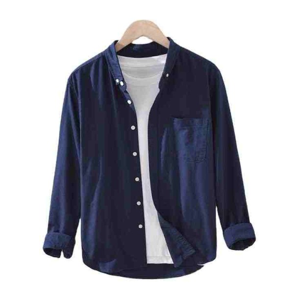 Men's Casual Long Sleeve Solid Breathable Cotton Shirt