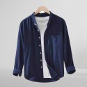 Men's Casual Long Sleeve Solid Breathable Cotton Shirt