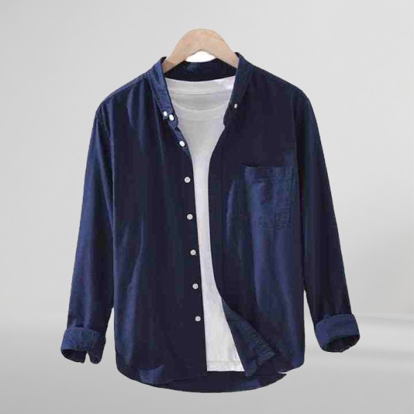 Men's Casual Long Sleeve Solid Breathable Cotton Shirt