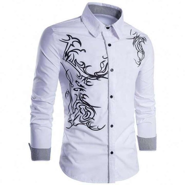 Printing Fashion Business Slim Fit Casual Shirts Plus Size
