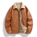 Lamb cashmere autumn and winter new thick leather trend retro motorcycle coat