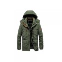 Men's Winter Windproof Parka Jacket Solid Color Zipper Coat