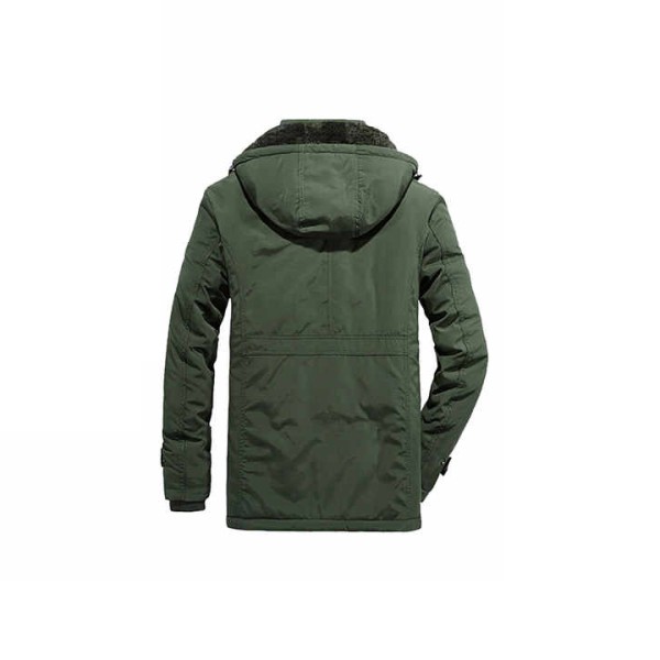 Men's Winter Windproof Parka Jacket Solid Color Zipper Coat