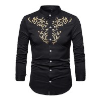 Stand up Collar Party Wear Casual Shirts for Men's Long Sleeve Shirt