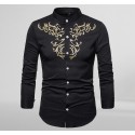 Stand up Collar Party Wear Casual Shirts for Men's Long Sleeve Shirt