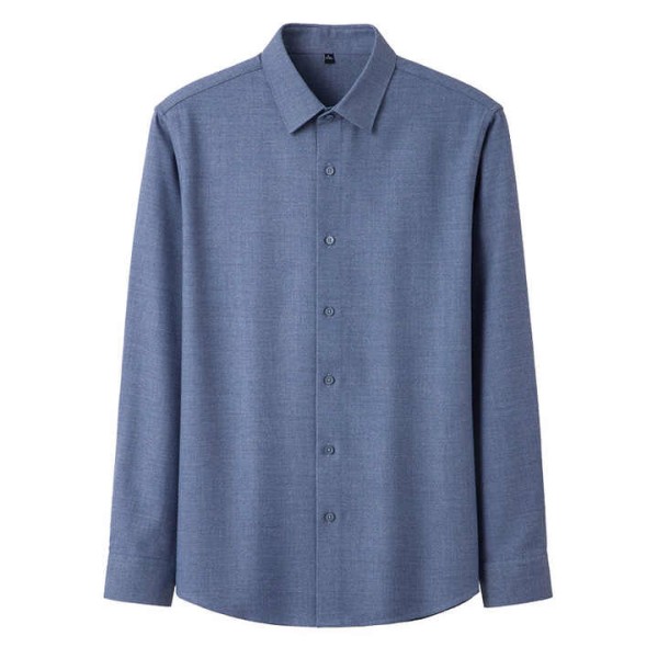 Men's Casual Long-Sleeved Wool Shirt for Spring Autumn Winter-Solid