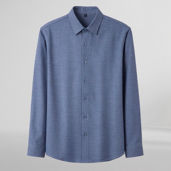 Men's Casual Long-Sleeved Wool Shirt for Spring Autumn Winter-Solid